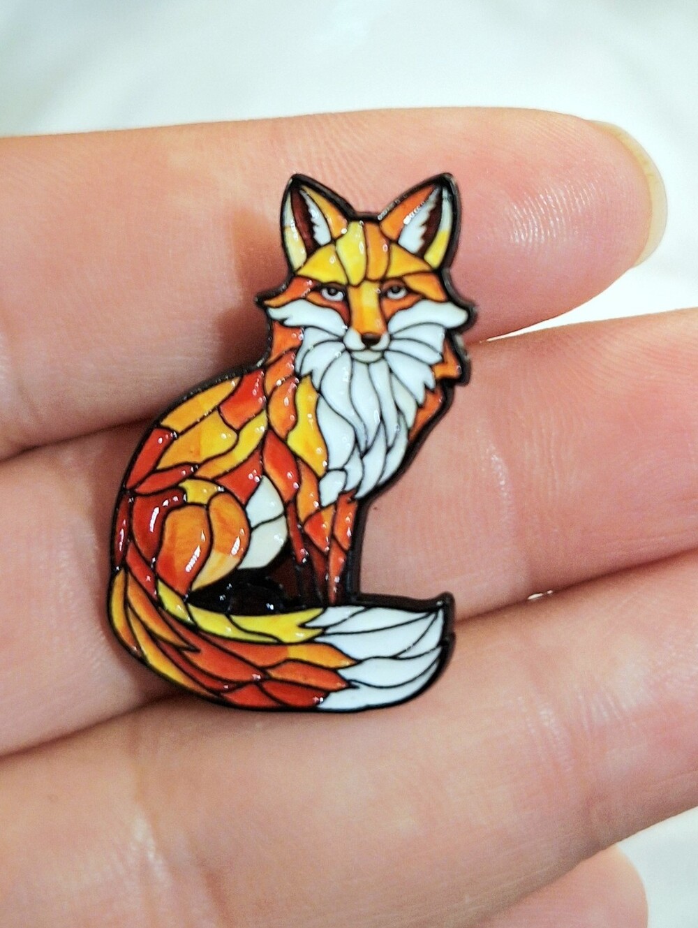 Orange Fox Enamel Pin